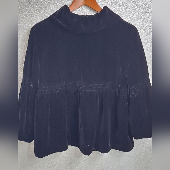 CAbI Black Velvet/Silk Blend Jacket With Balloon Sleeves Size M - Picture 12 of 13